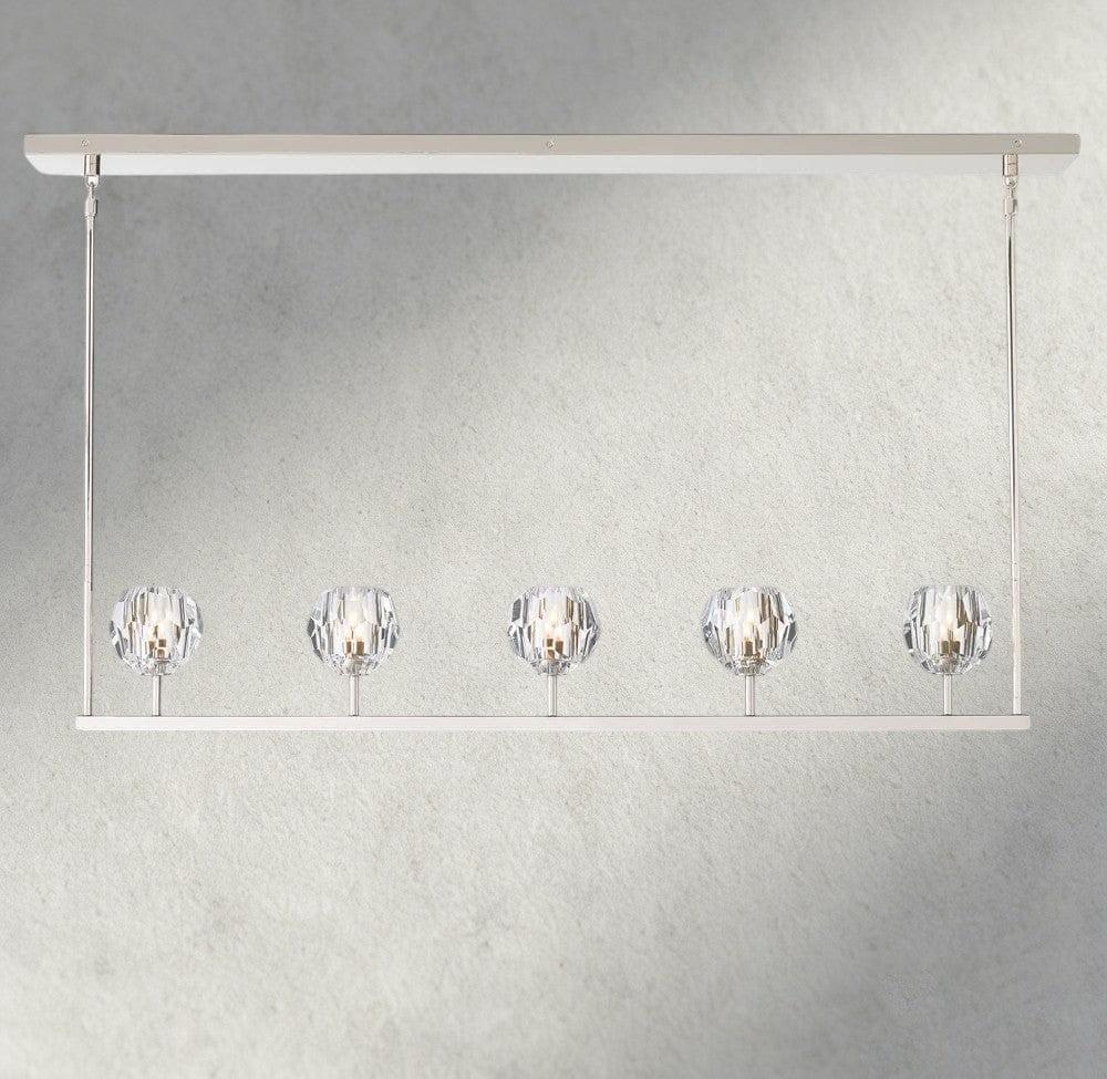 Boule De Cristal Clear Glass Linear Chandelier 48", 60" - Manohaus