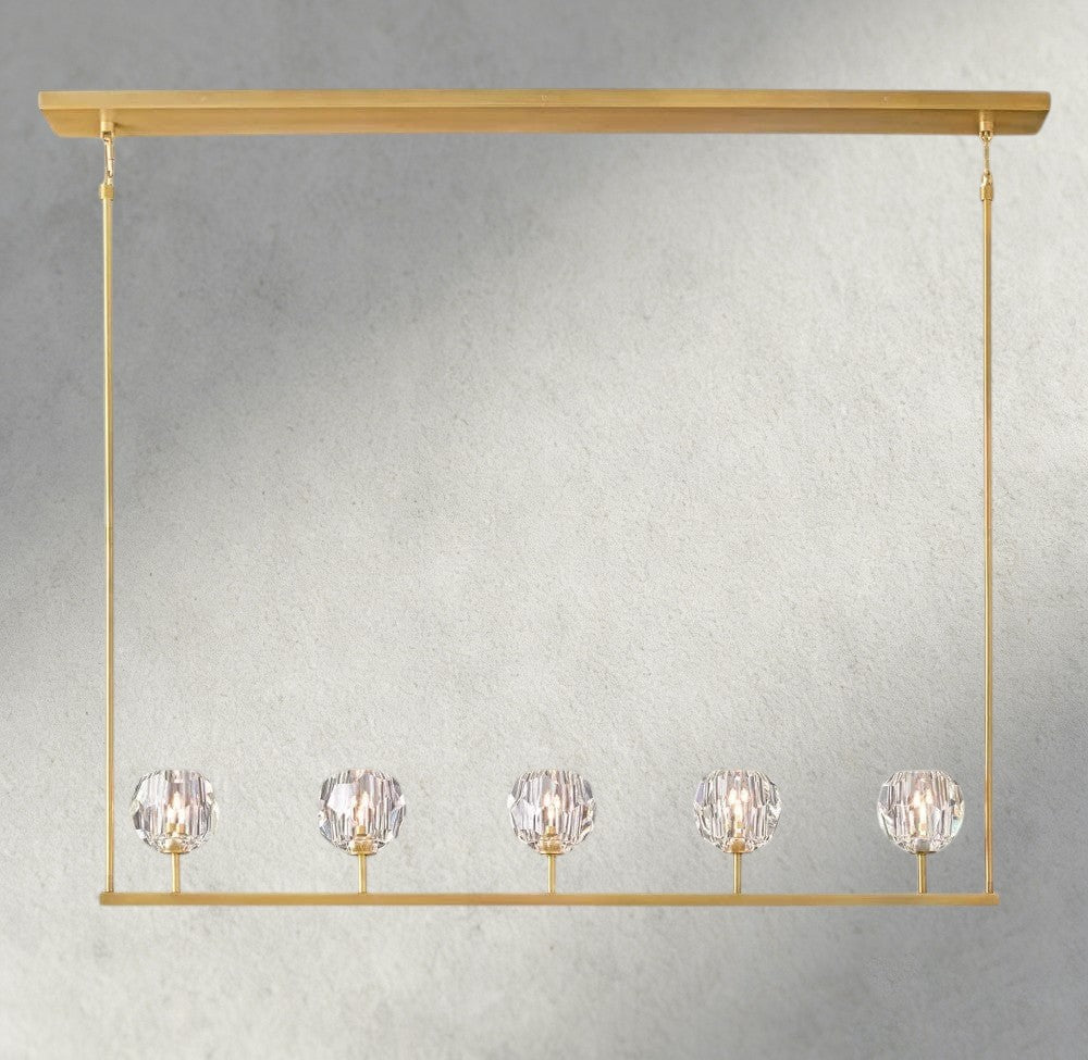 Boule De Cristal Clear Glass Linear Chandelier 48", 60" - Manohaus