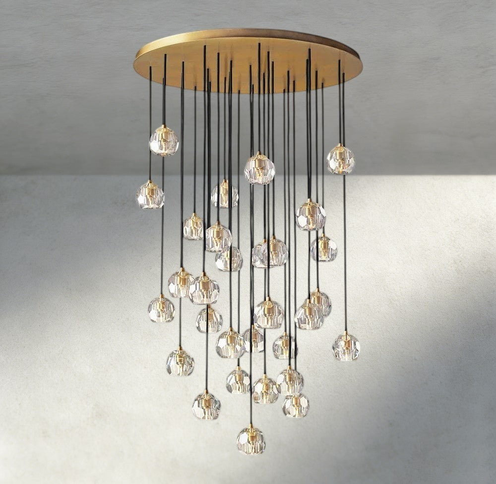 Boule De Cristal Clear/ Smoke Glass Round Cluster Chandelier 14", 19", 24", 30", 40" - Manohaus