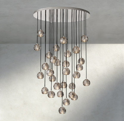 Boule De Cristal Clear/ Smoke Glass Round Cluster Chandelier 14", 19", 24", 30", 40" - Manohaus
