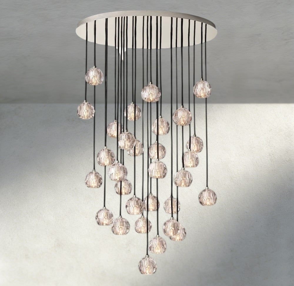 Boule De Cristal Clear/ Smoke Glass Round Cluster Chandelier 14", 19", 24", 30", 40" - Manohaus