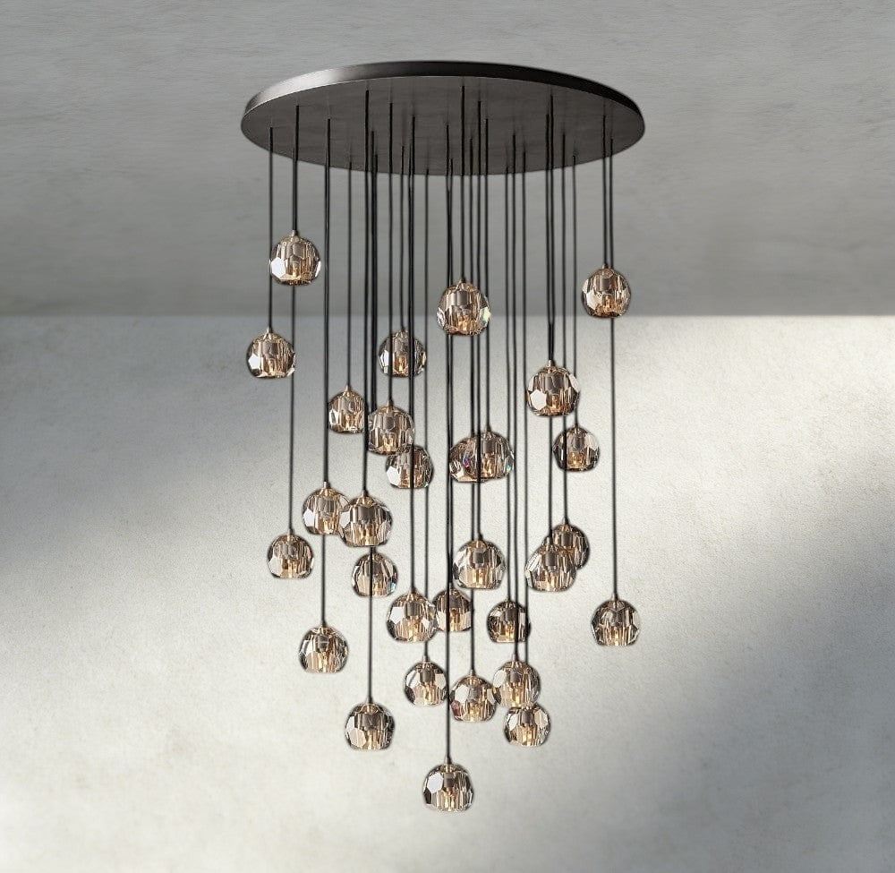 Boule De Cristal Clear/ Smoke Glass Round Cluster Chandelier 14", 19", 24", 30", 40" - Manohaus