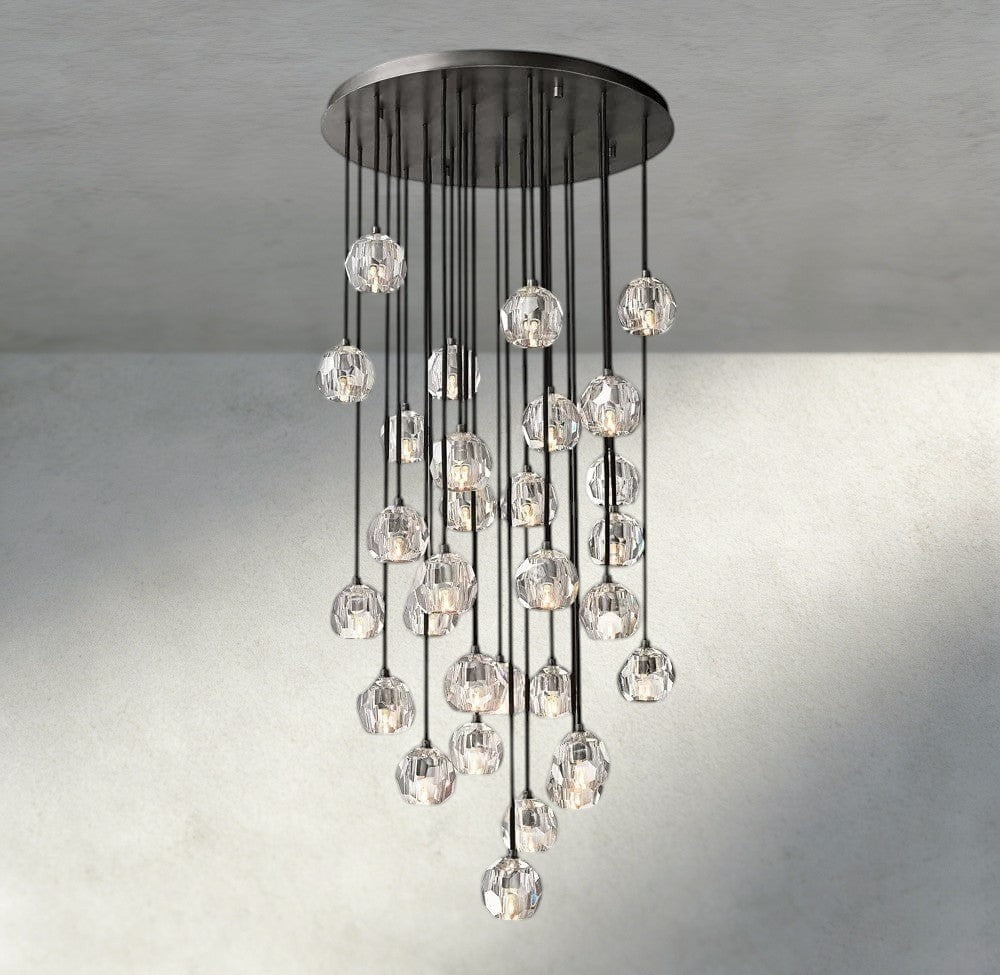 Boule De Cristal Clear/ Smoke Glass Round Cluster Chandelier 14", 19", 24", 30", 40" - Manohaus