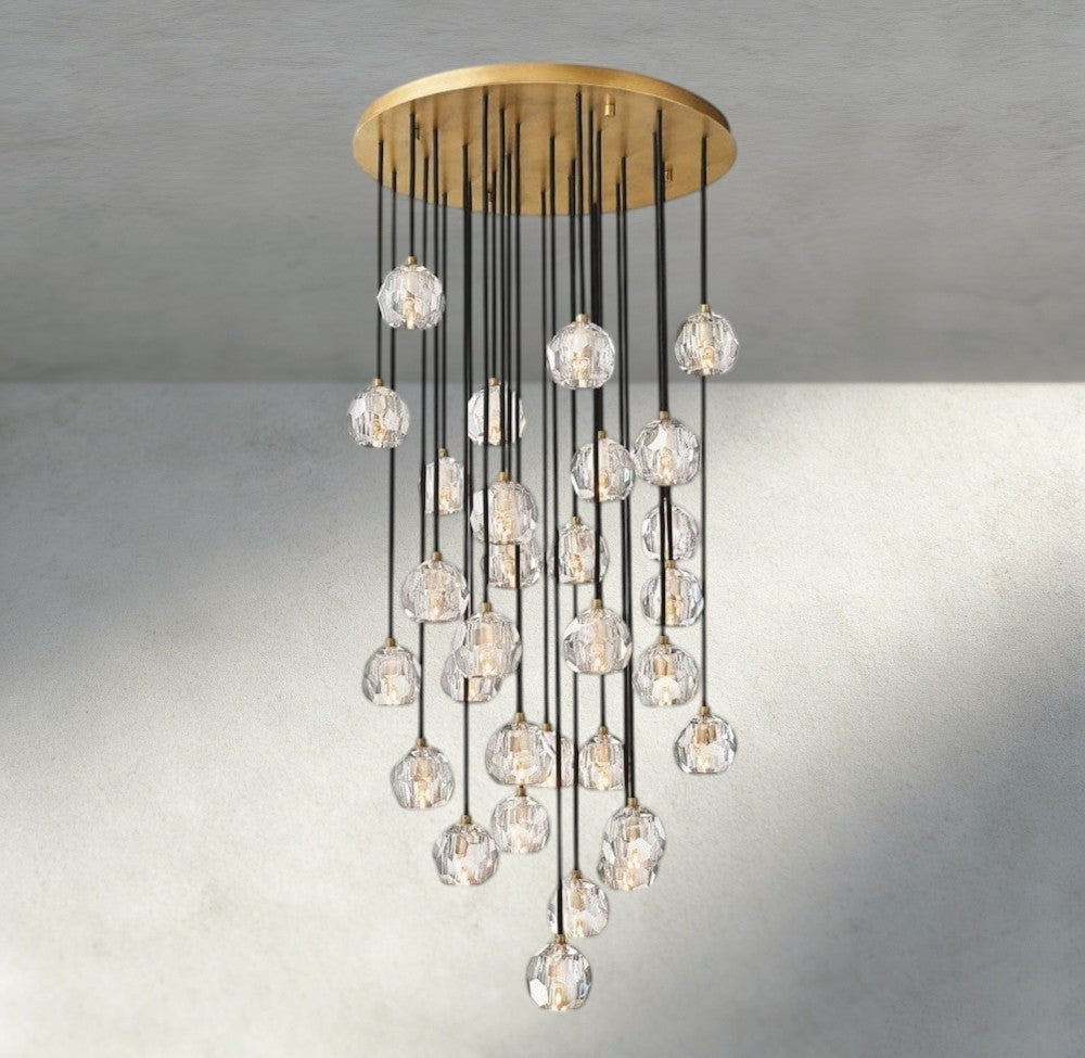 Boule De Cristal Clear/ Smoke Glass Round Cluster Chandelier 14", 19", 24", 30", 40" - Manohaus