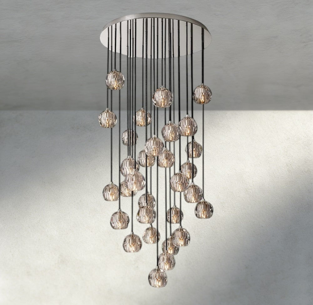 Boule De Cristal Clear/ Smoke Glass Round Cluster Chandelier 14", 19", 24", 30", 40" - Manohaus
