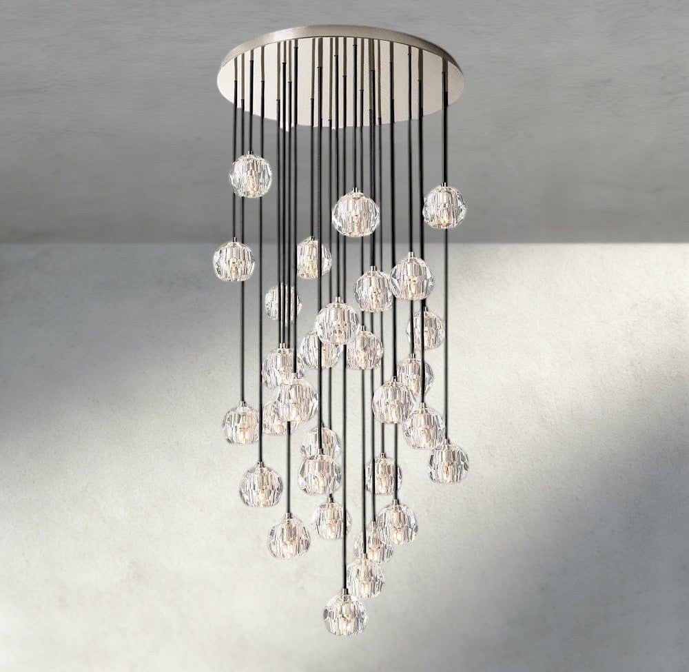 Boule De Cristal Clear/ Smoke Glass Round Cluster Chandelier 14", 19", 24", 30", 40" - Manohaus