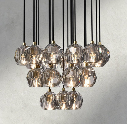 Boule De Cristal Clear/ Smoke Glass Round Cluster Chandelier 14", 19", 24", 30", 40" - Manohaus