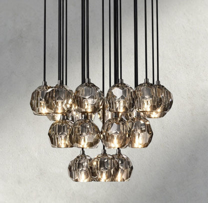 Boule De Cristal Clear/ Smoke Glass Round Cluster Chandelier 14", 19", 24", 30", 40" - Manohaus