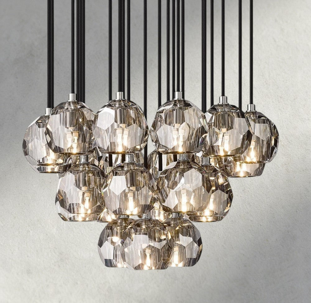 Boule De Cristal Clear/ Smoke Glass Round Cluster Chandelier 14", 19", 24", 30", 40" - Manohaus
