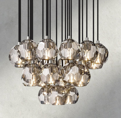 Boule De Cristal Clear/ Smoke Glass Round Cluster Chandelier 14", 19", 24", 30", 40" - Manohaus