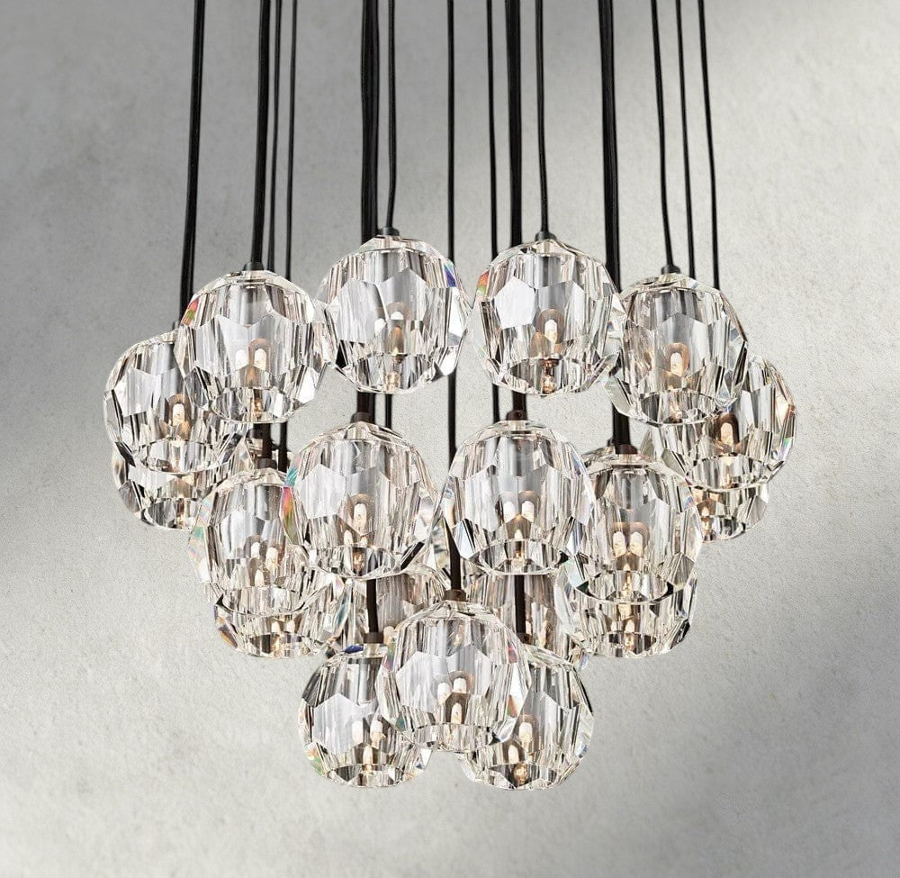 Boule De Cristal Clear/ Smoke Glass Round Cluster Chandelier 14", 19", 24", 30", 40" - Manohaus