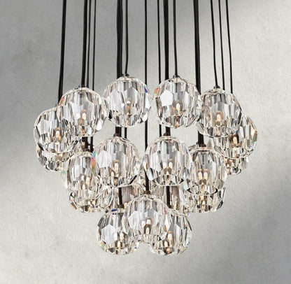 Boule De Cristal Clear/ Smoke Glass Round Cluster Chandelier 14", 19", 24", 30", 40" - Manohaus