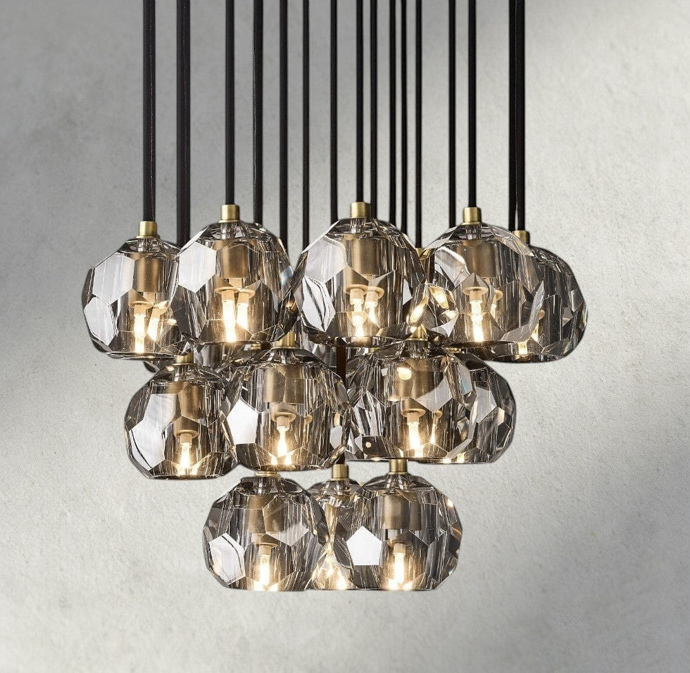 Boule De Cristal Clear/ Smoke Glass Round Cluster Chandelier 14", 19", 24", 30", 40" - Manohaus
