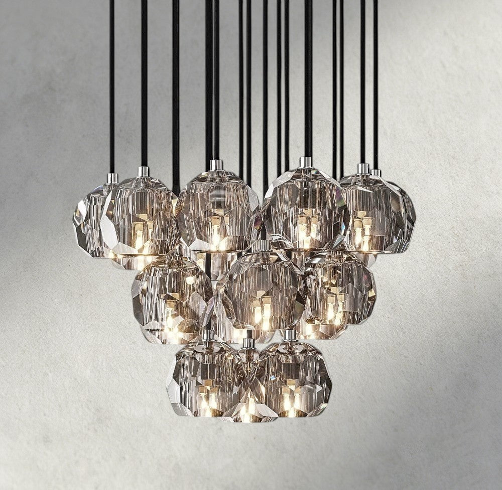 Boule De Cristal Clear/ Smoke Glass Round Cluster Chandelier 14", 19", 24", 30", 40" - Manohaus