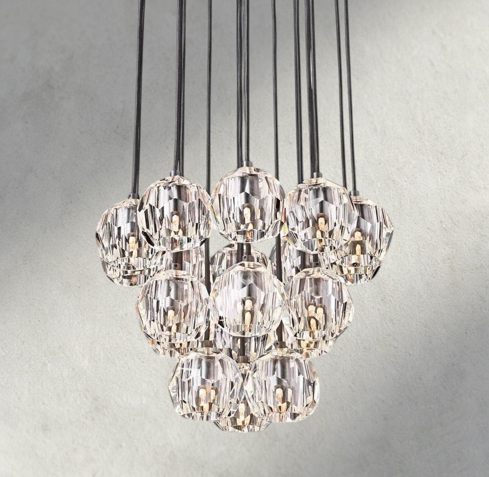 Boule De Cristal Clear/ Smoke Glass Round Cluster Chandelier 14", 19", 24", 30", 40" - Manohaus