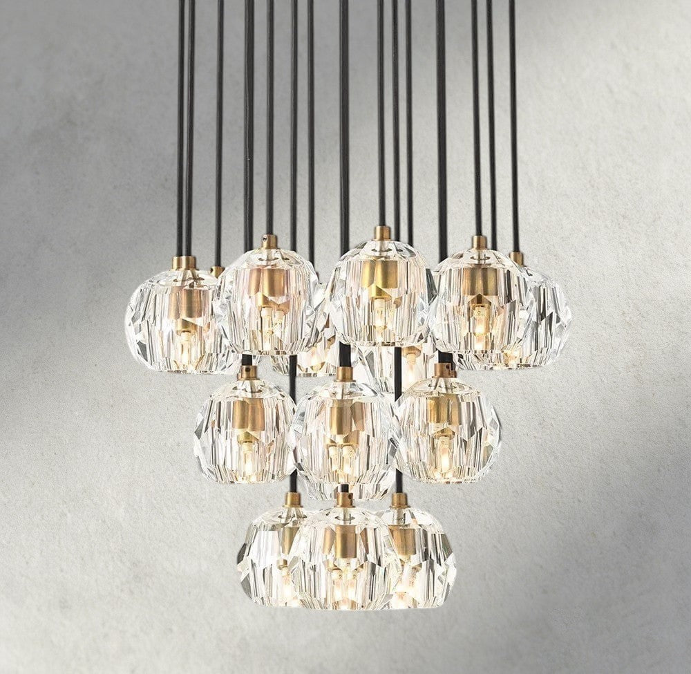 Boule De Cristal Clear/ Smoke Glass Round Cluster Chandelier 14", 19", 24", 30", 40" - Manohaus