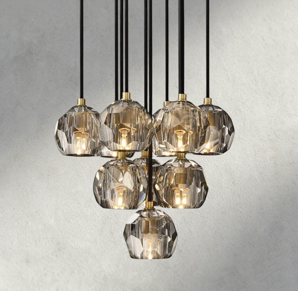 Boule De Cristal Clear/ Smoke Glass Round Cluster Chandelier 14", 19", 24", 30", 40" - Manohaus