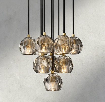 Boule De Cristal Clear/ Smoke Glass Round Cluster Chandelier 14", 19", 24", 30", 40" - Manohaus