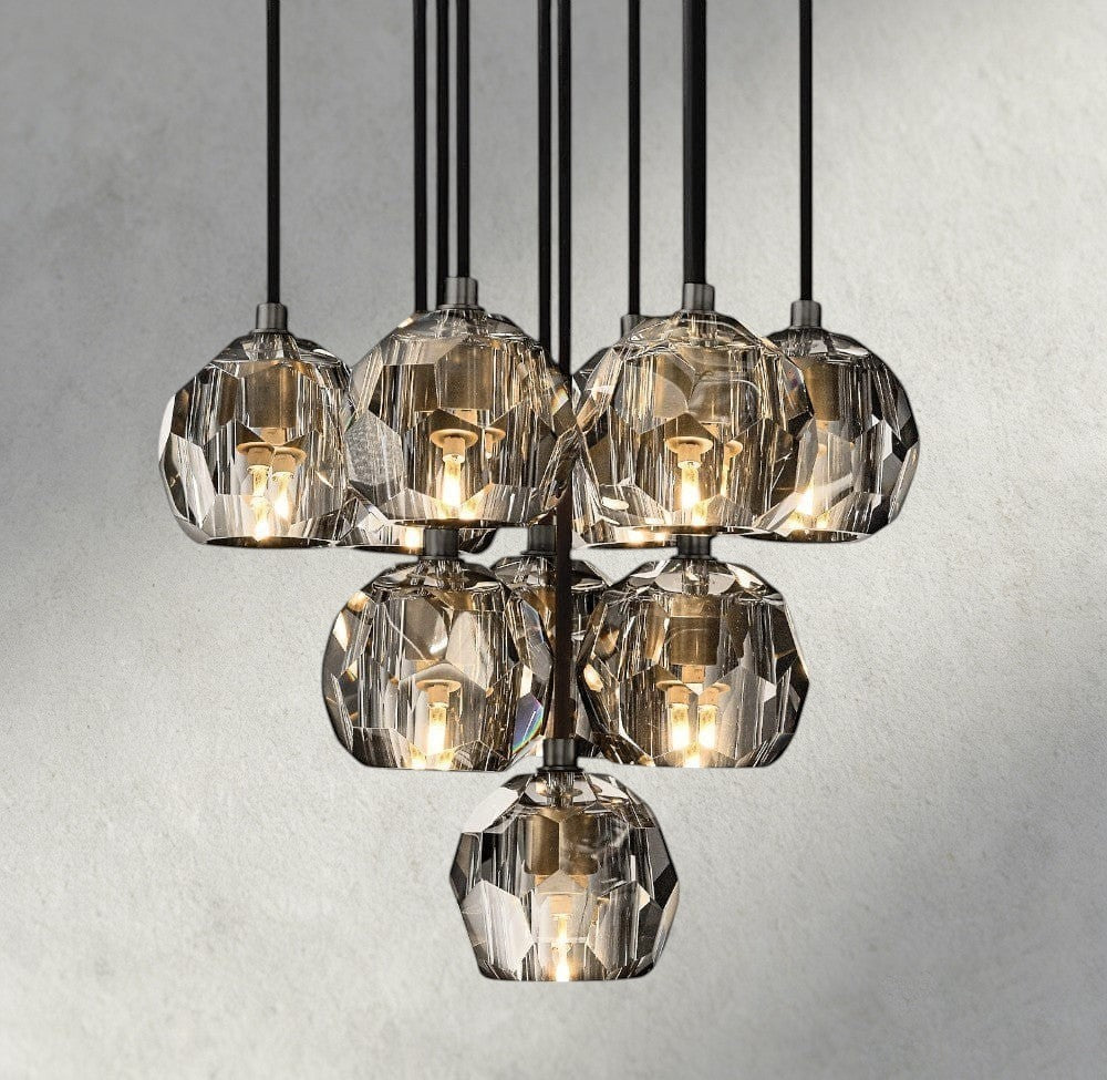 Boule De Cristal Clear/ Smoke Glass Round Cluster Chandelier 14", 19", 24", 30", 40" - Manohaus