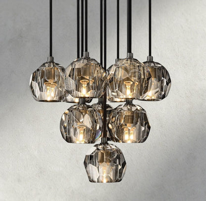 Boule De Cristal Clear/ Smoke Glass Round Cluster Chandelier 14", 19", 24", 30", 40" - Manohaus