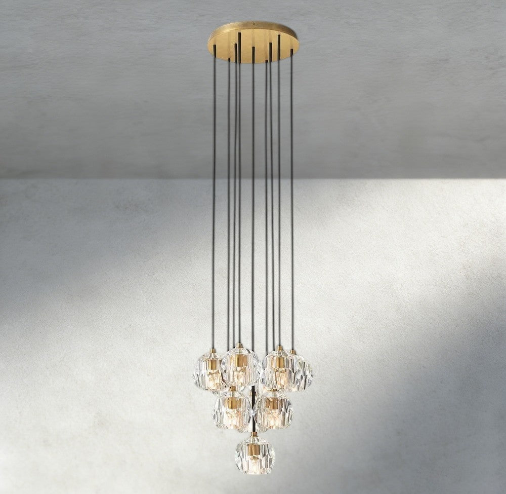 Boule De Cristal Clear/ Smoke Glass Round Cluster Chandelier 14", 19", 24", 30", 40" - Manohaus