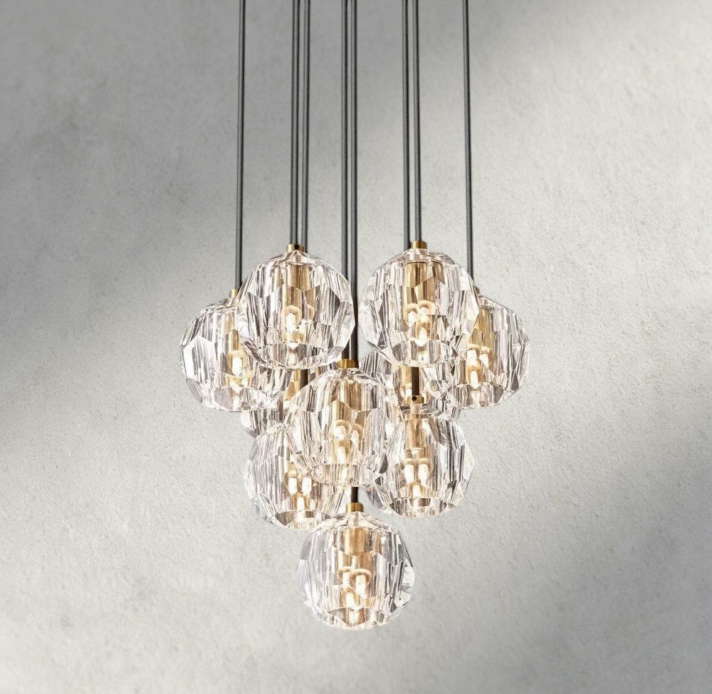 Boule De Cristal Clear/ Smoke Glass Round Cluster Chandelier 14", 19", 24", 30", 40" - Manohaus