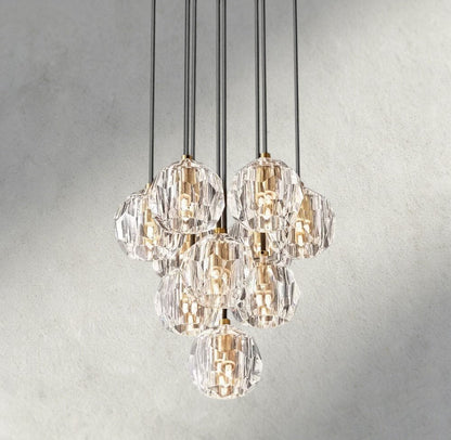 Boule De Cristal Clear/ Smoke Glass Round Cluster Chandelier 14", 19", 24", 30", 40" - Manohaus