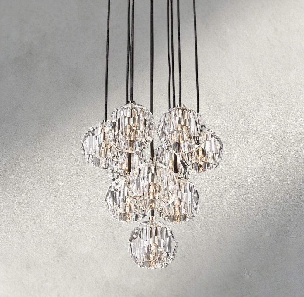 Boule De Cristal Clear/ Smoke Glass Round Cluster Chandelier 14", 19", 24", 30", 40" - Manohaus