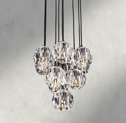 Boule De Cristal Clear/ Smoke Glass Round Cluster Chandelier 14", 19", 24", 30", 40" - Manohaus