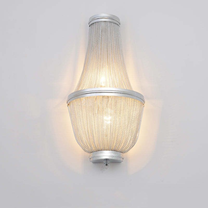 Tassel Aluminum Chain Wall Sconce in Living Room