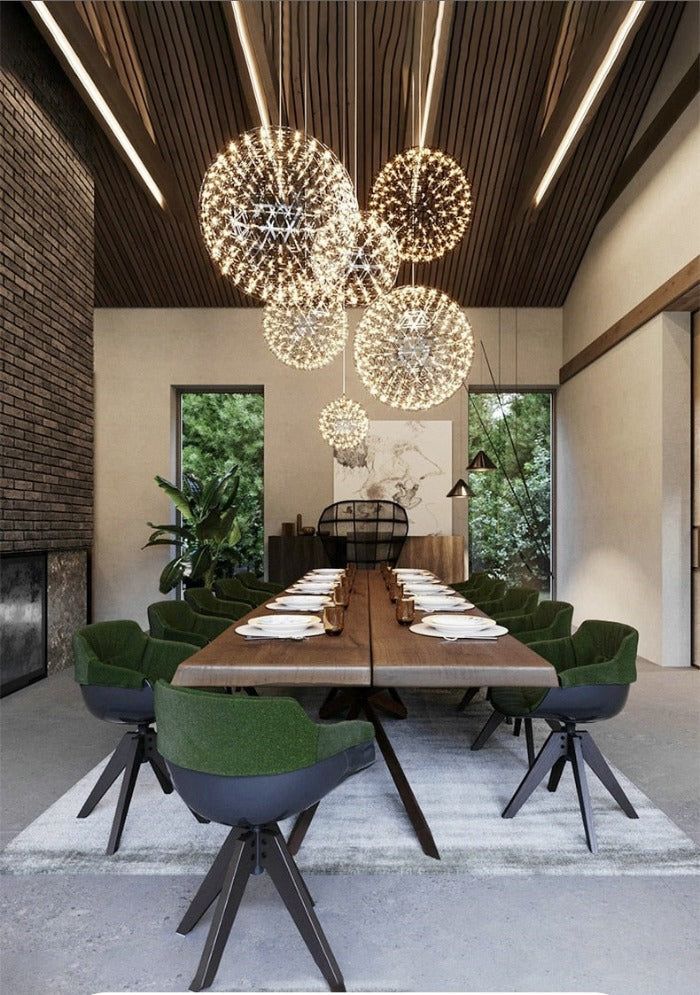 Round Starry Sky Chandelier Light Fire Ball Ceiling Lighting for Living Room / cottage / high-Ceiling