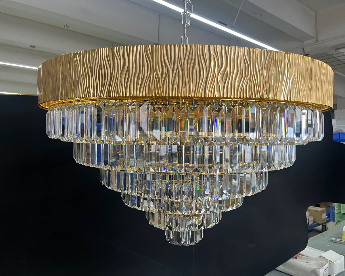 New Modern Gold Round / oval Light Luxury Ceiling Crystal Chandelier Set for Living Room / dining Room