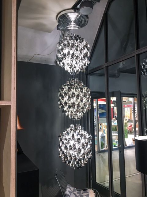 Modern Spiral Wave Chandelier in Silver and Gold Finish with Acrylic Design
