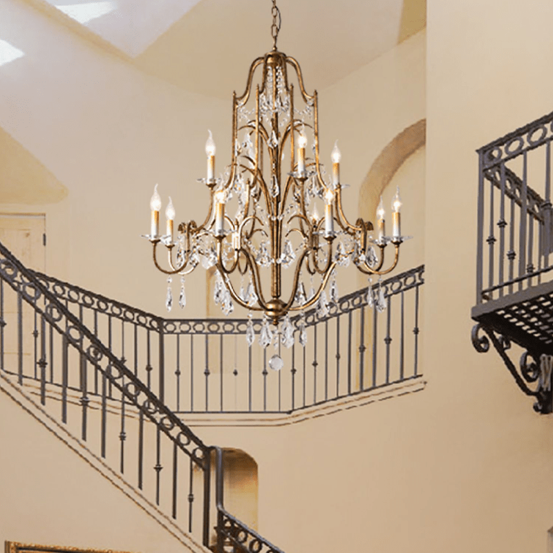 Caspian Vintage Candle Art Brass Chandelier For Living Room-chandeliers for dining room,chandeliers for stairways,chandeliers for foyer,chandeliers for bedrooms,chandeliers for kitchen,chandeliers for living room - Manohaus - Manohaus