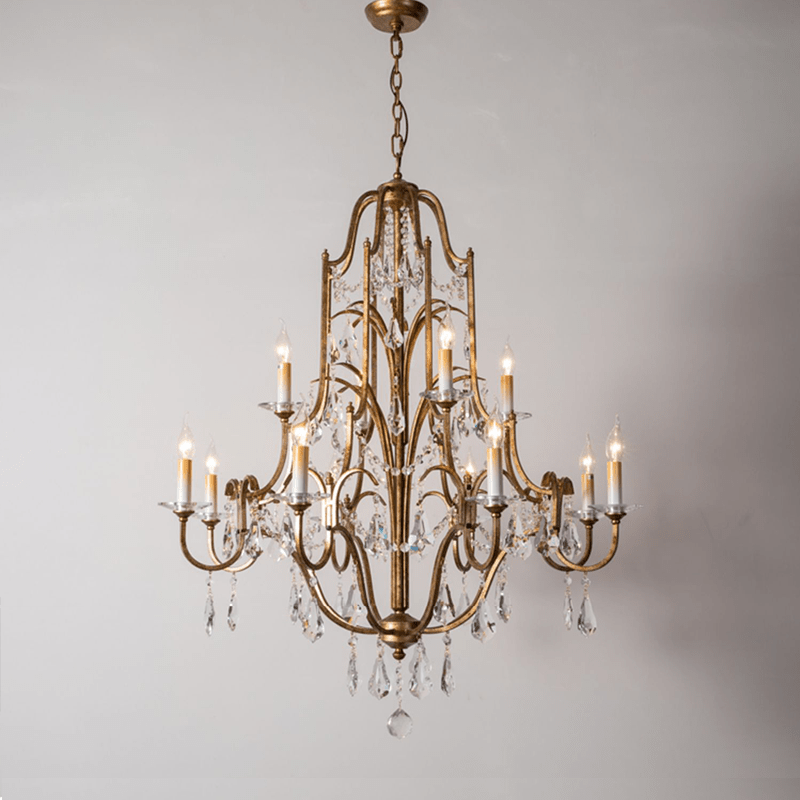 Caspian Vintage Candle Art Brass Chandelier For Living Room-chandeliers for dining room,chandeliers for stairways,chandeliers for foyer,chandeliers for bedrooms,chandeliers for kitchen,chandeliers for living room - Manohaus-36.6" - Manohaus