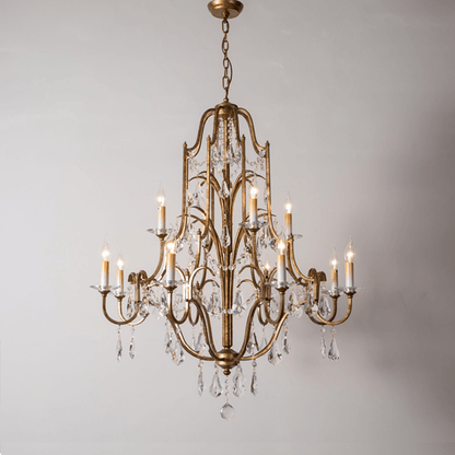 Caspian Vintage Candle Art Brass Chandelier For Living Room-chandeliers for dining room,chandeliers for stairways,chandeliers for foyer,chandeliers for bedrooms,chandeliers for kitchen,chandeliers for living room - Manohaus-36.6" - Manohaus