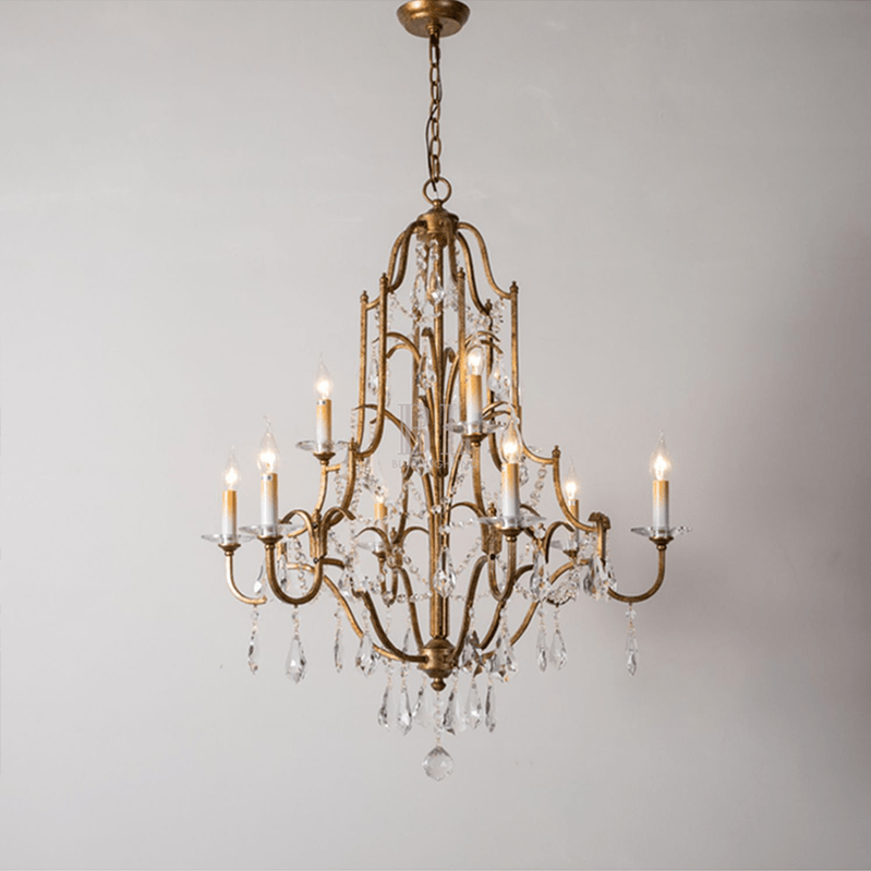 Caspian Vintage Candle Art Brass Chandelier For Living Room-chandeliers for dining room,chandeliers for stairways,chandeliers for foyer,chandeliers for bedrooms,chandeliers for kitchen,chandeliers for living room - Manohaus-32.28" - Manohaus