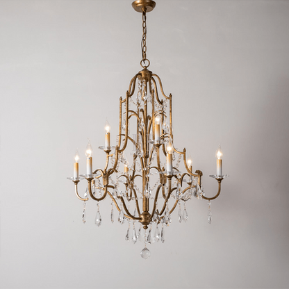 Caspian Vintage Candle Art Brass Chandelier For Living Room-chandeliers for dining room,chandeliers for stairways,chandeliers for foyer,chandeliers for bedrooms,chandeliers for kitchen,chandeliers for living room - Manohaus-32.28" - Manohaus