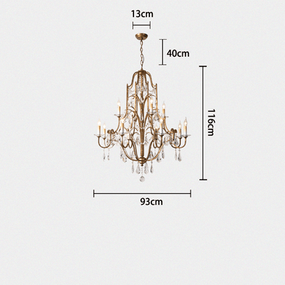 Caspian Vintage Candle Art Brass Chandelier For Living Room-chandeliers for dining room,chandeliers for stairways,chandeliers for foyer,chandeliers for bedrooms,chandeliers for kitchen,chandeliers for living room - Manohaus - Manohaus