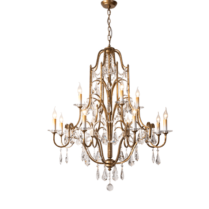 Caspian Vintage Candle Art Brass Chandelier For Living Room-chandeliers for dining room,chandeliers for stairways,chandeliers for foyer,chandeliers for bedrooms,chandeliers for kitchen,chandeliers for living room - Manohaus - Manohaus