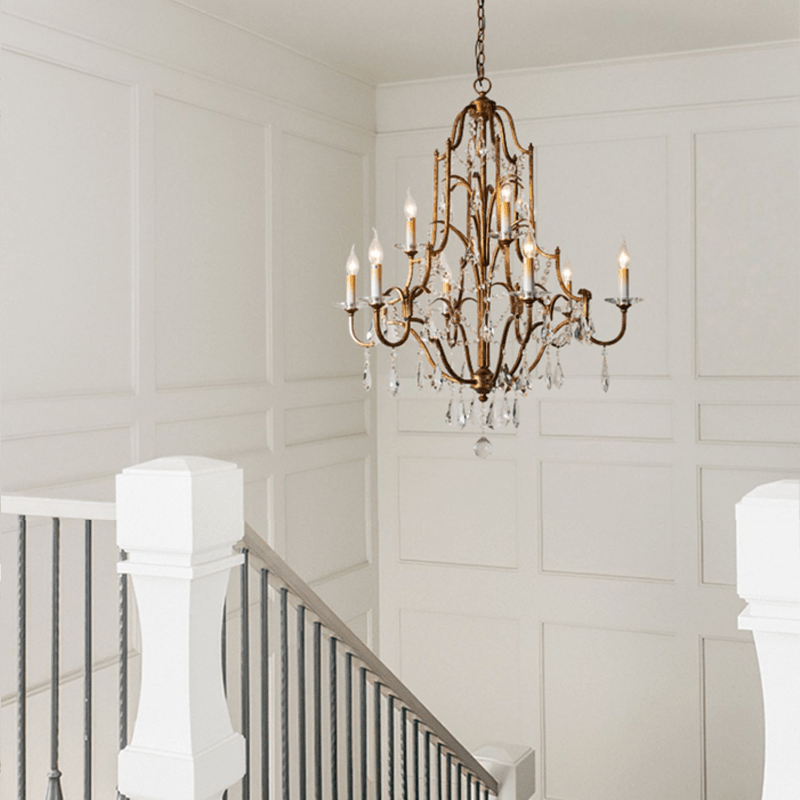 Caspian Vintage Candle Art Brass Chandelier For Living Room-chandeliers for dining room,chandeliers for stairways,chandeliers for foyer,chandeliers for bedrooms,chandeliers for kitchen,chandeliers for living room - Manohaus - Manohaus