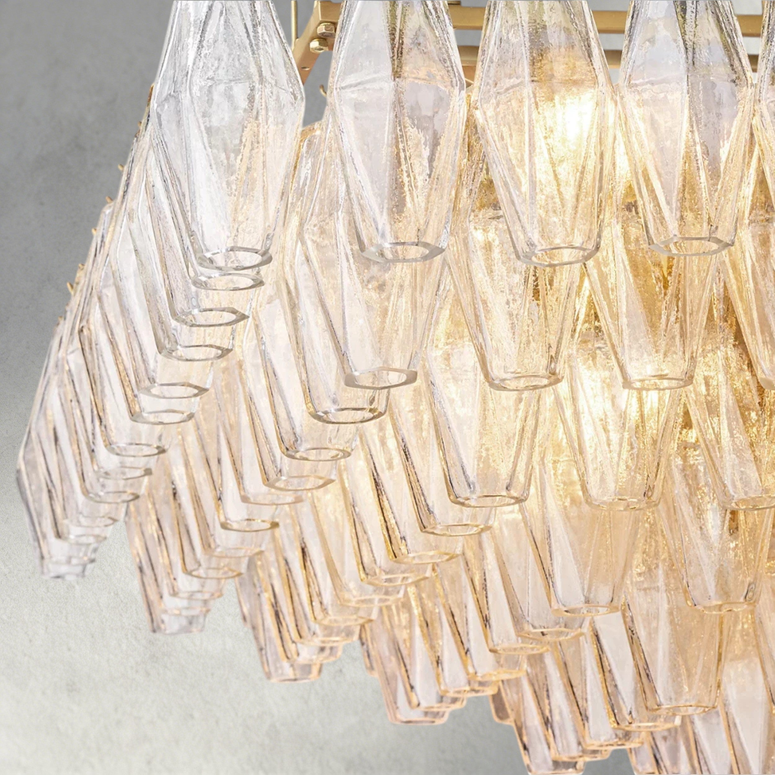 CHIARA CLEAR/ SMOKE GLASS TIERED RECTANGULAR CHANDELIER 54", 74"