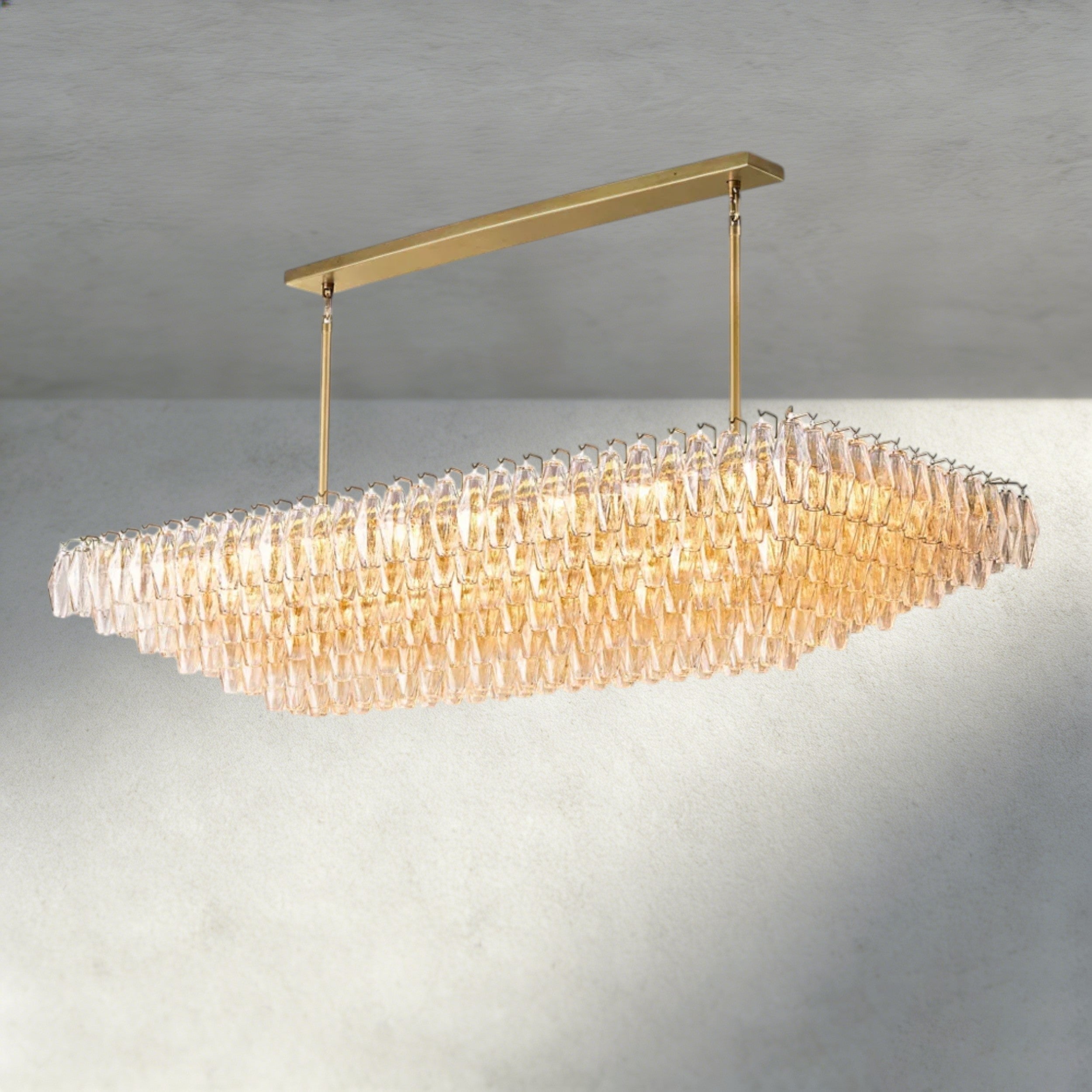 CHIARA CLEAR/ SMOKE GLASS TIERED RECTANGULAR CHANDELIER 54", 74"