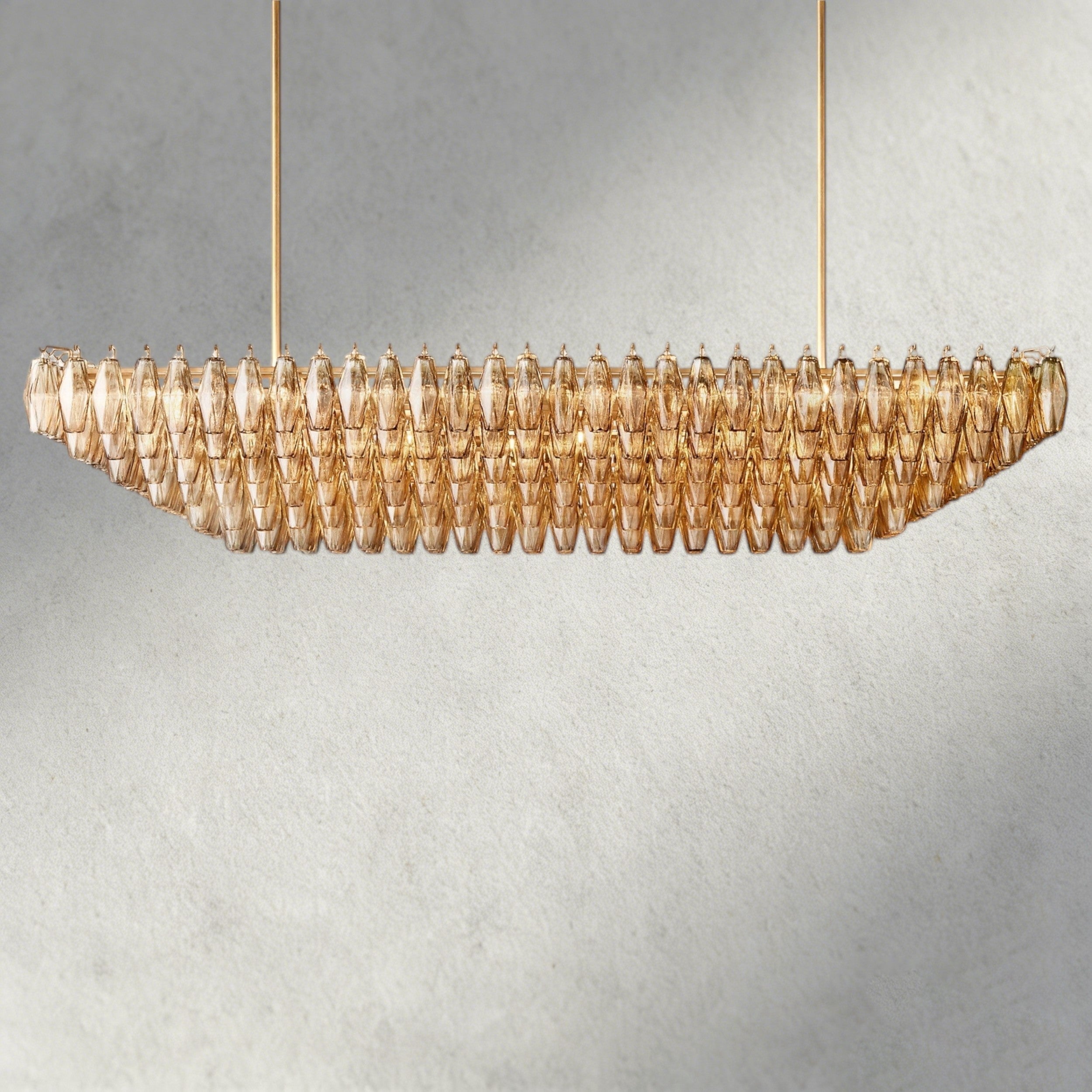 CHIARA CLEAR/ SMOKE GLASS TIERED RECTANGULAR CHANDELIER 54", 74"