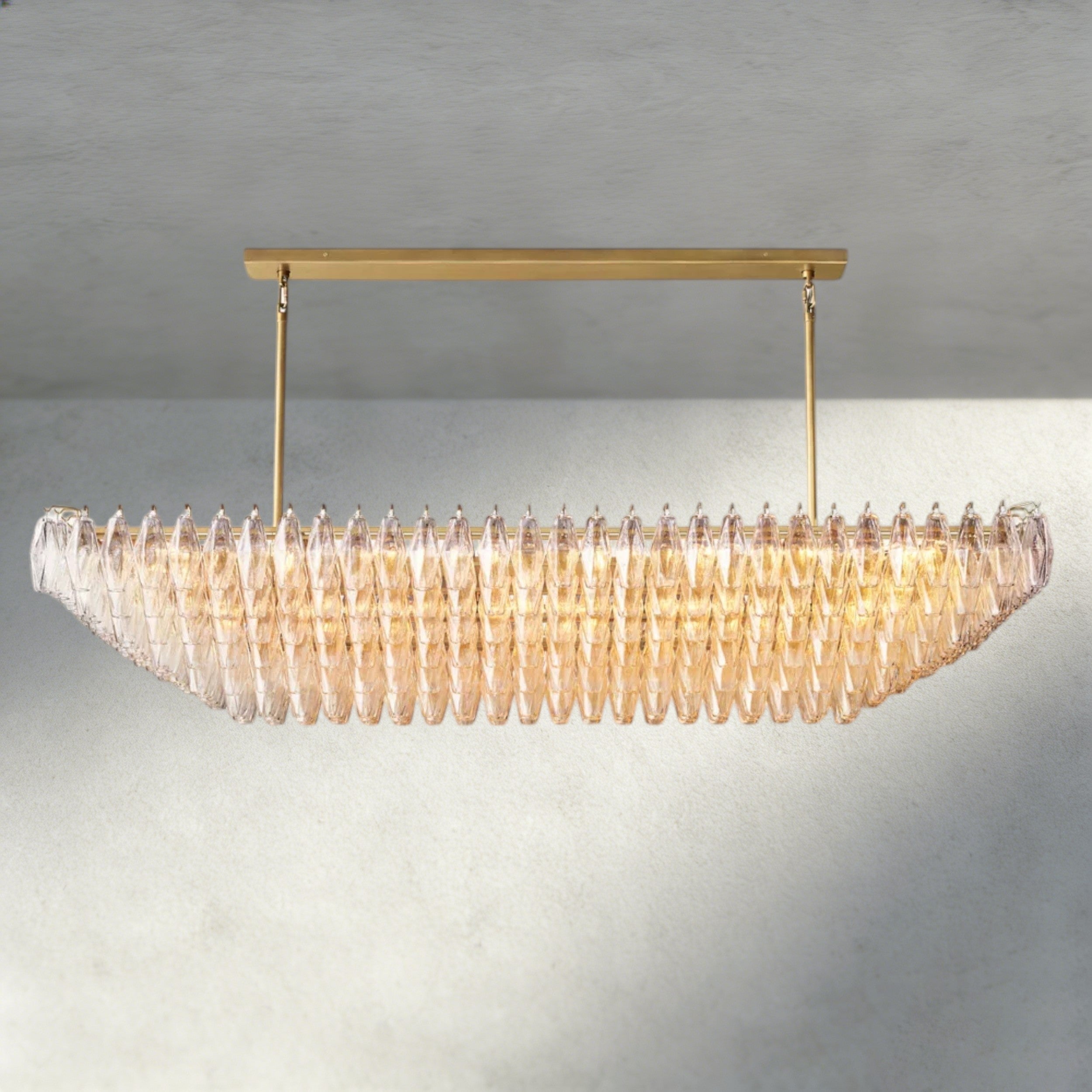 CHIARA CLEAR/ SMOKE GLASS TIERED RECTANGULAR CHANDELIER 54", 74"