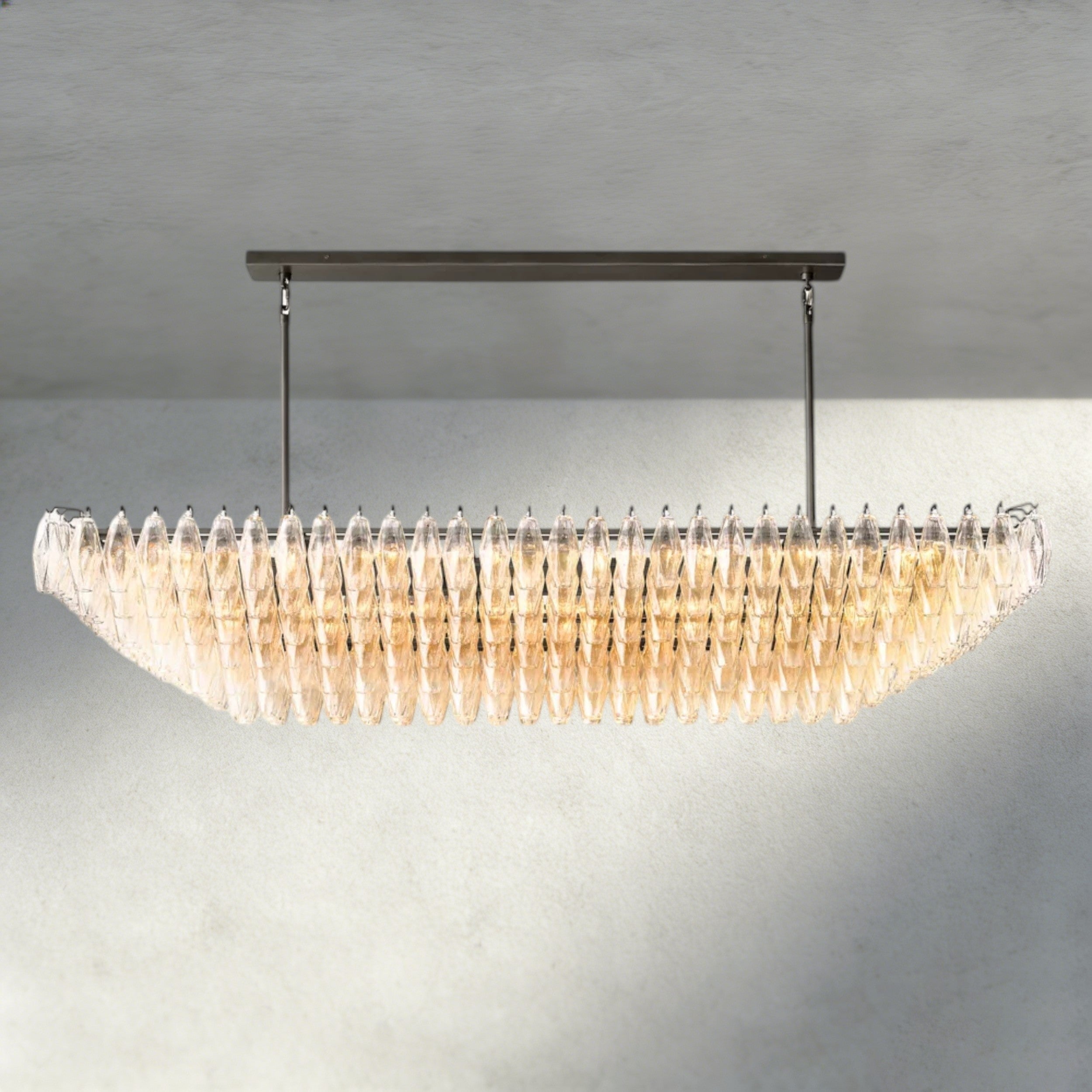 CHIARA CLEAR/ SMOKE GLASS TIERED RECTANGULAR CHANDELIER 54", 74"