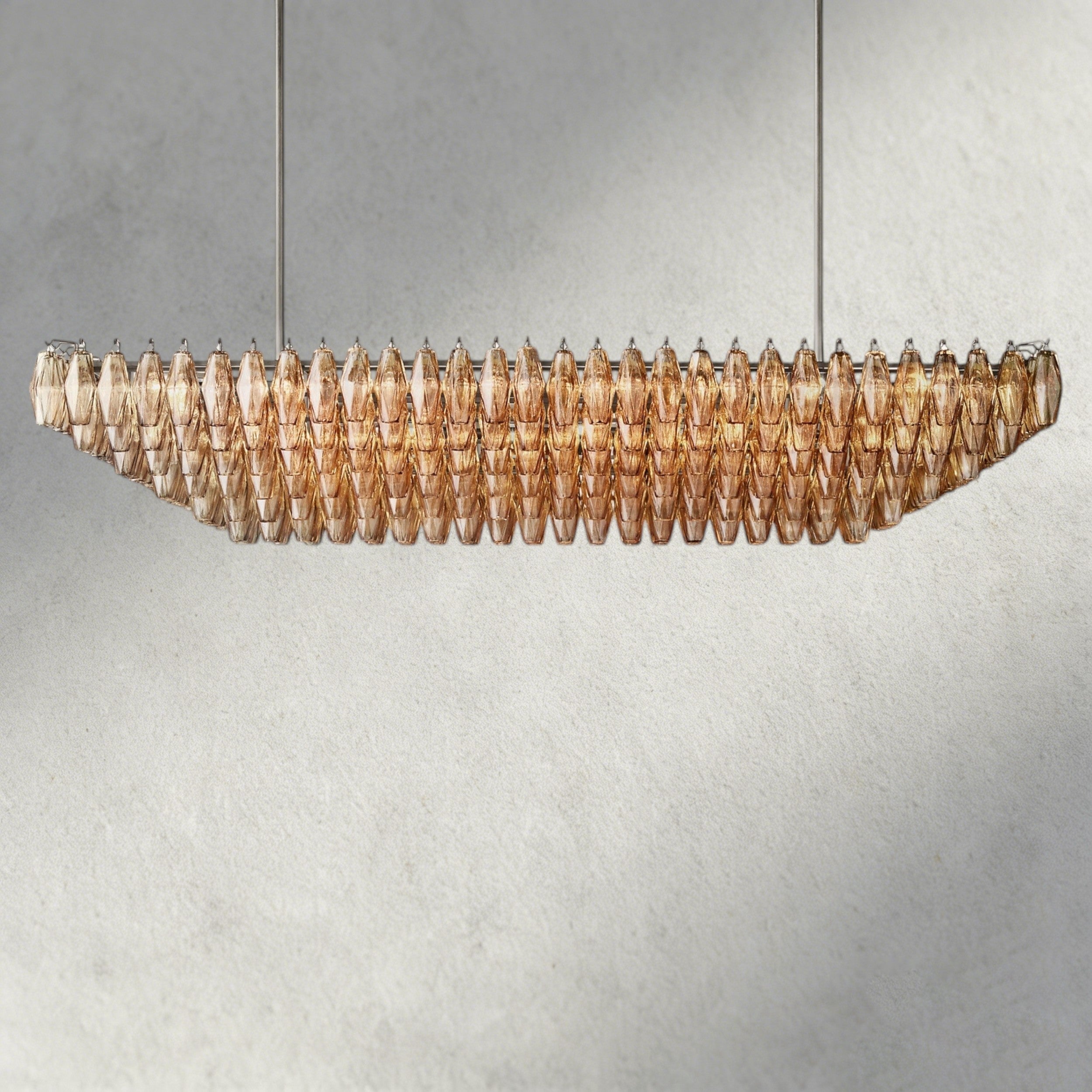 CHIARA CLEAR/ SMOKE GLASS TIERED RECTANGULAR CHANDELIER 54", 74"