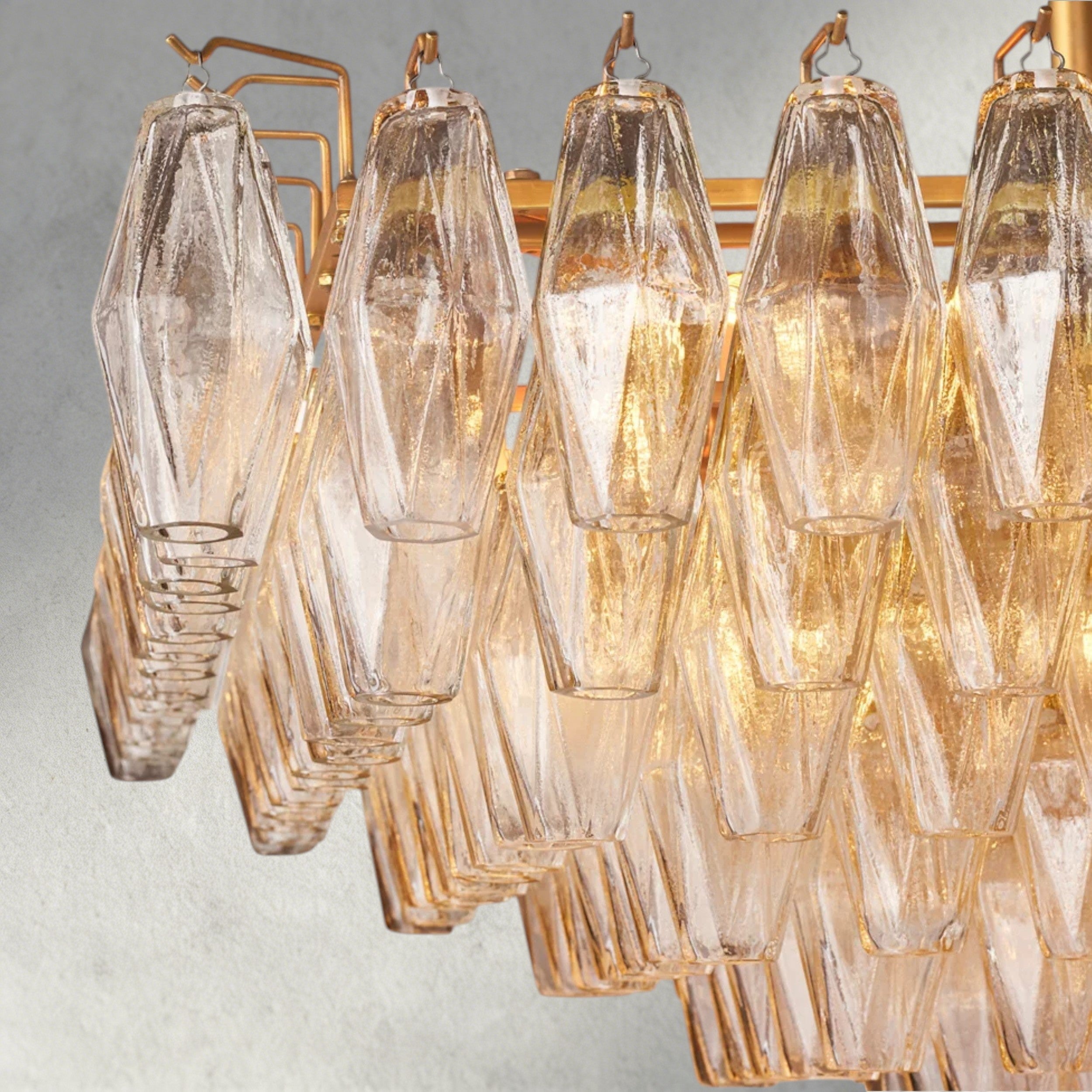 CHIARA CLEAR/ SMOKE GLASS TIERED RECTANGULAR CHANDELIER 54", 74"