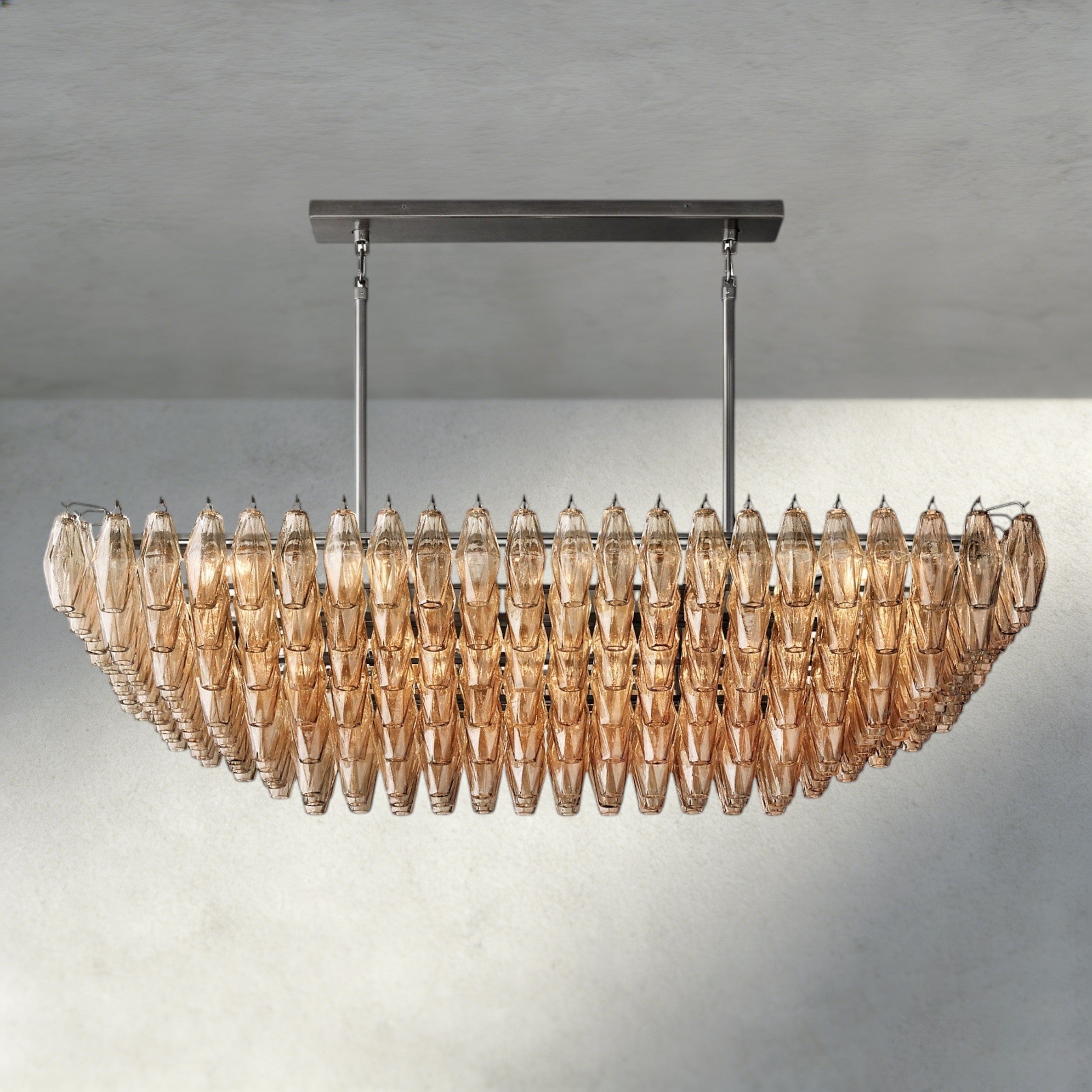 CHIARA CLEAR/ SMOKE GLASS TIERED RECTANGULAR CHANDELIER 54", 74"