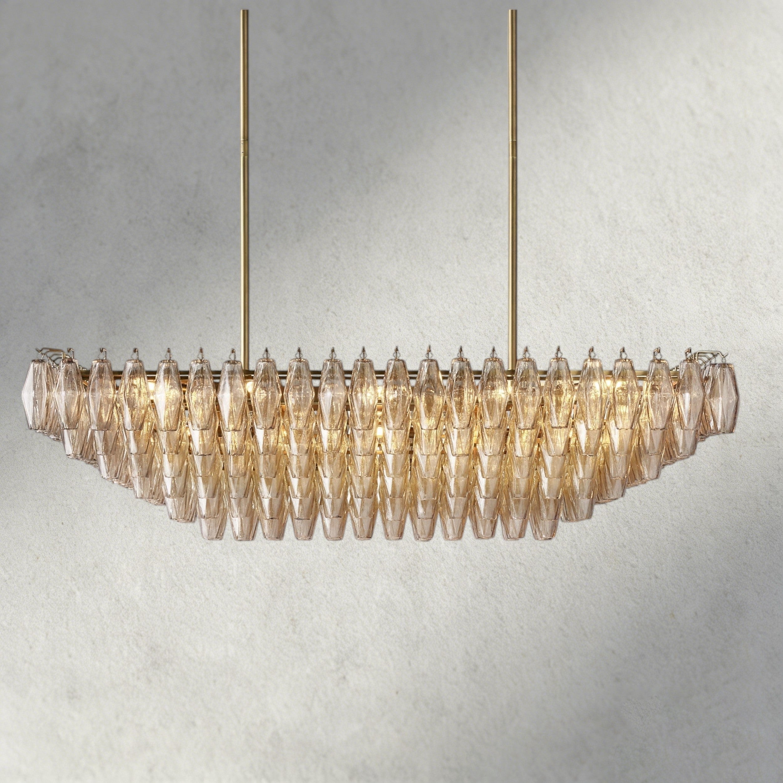 CHIARA CLEAR/ SMOKE GLASS TIERED RECTANGULAR CHANDELIER 54", 74"